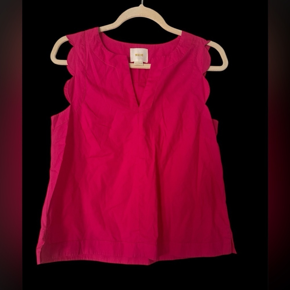 Anthropologie | Maeve Poplin Split Neck Sleeveless Top​​​​